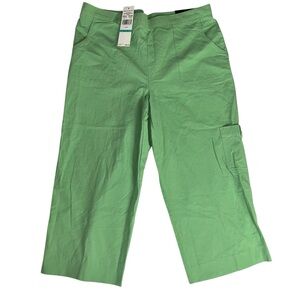 New Alfred Dunner Capris Classic Fit Green Island Hopping Comfort Summer Cotton